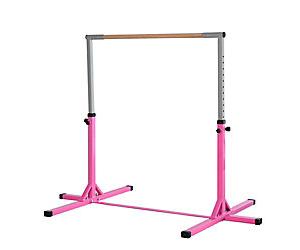 HOMCOM Steel Frame Adjustable Horizonal Gymnastics Bar Pink
