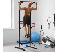HOMCOM Steel Multi-Use Exercise Power Tower Station Adjustable Height w/ Grips - Black - 98cm x 84cm x 219cm