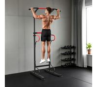 HOMCOM Steel Multi-Use Exercise Power Tower Station Adjustable Height w/ Grips - Black - 98cm x 84cm x 219cm