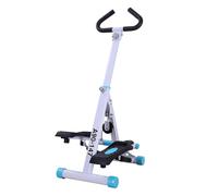 HOMCOM Foldable Stepper Adjustable Step Machine w/ Handlebar LCD Display in White HOMCOM White