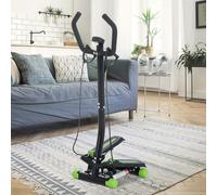 HOMCOM Stepper Step Machine w/ Resistance Bands Fitness Exercise Workout - Black - 40cm x 40cm x 118cm