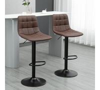 HOMCOM Bar Stools Set of 2 Adjustable Counter Barstools W/ Footrest Brown