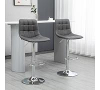 Homcom Stools Set Of 2 Adjustable Breakfast Dining Stools For Home Kitchen In Grey Grey