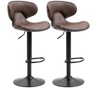 Homcom Stools Set Of 2 Height Adjustable Swivel Barstool W/ Footrest Kitchen In Brown Brown