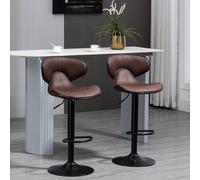 HOMCOM Adjustable Swivel Bar Stools Set of 2, Barstools for Counter Bar, Brown - Brown