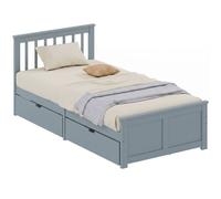Homcom Storage Bed With 2 Drawers, Headboard, Wood Slat Support, Grey Grey