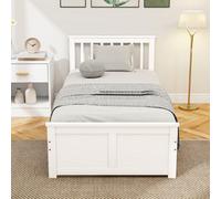Homcom Storage Bed With 2 Drawers, Pine Wood Bed Frame, 90 X 190 Cm, White White