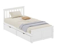 Homcom Storage Bed With 2 Drawers, Pine Wood Bed Frame, 90 X 190 Cm, White White