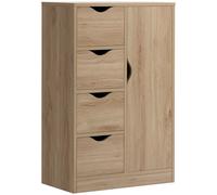 Homcom Storage Cabinet 4 Drawers 1 Door Oak Effect