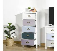 HOMCOM Chest of Drawers, 5 Drawer Storage Organizer Unit Bedroom, Blue