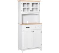 Homcom Storage Cabinet Country Kitchen Appliance White/Natural