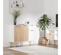 HOMCOM Storage Cabinet Floor Standing Sideboard with Drawer Kitchen, Living Room - Natural