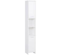 HOMCOM Slimline Freestanding Storage Cabinet With Door Cupboard And Shelves White, White