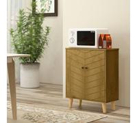HOMCOM Vintage Storage Cabinet with Double Chevron Doors and Pine Wood Legs, Side Cabinet, Natural Wood Effect
