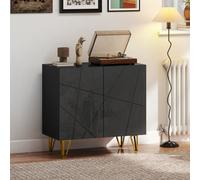 Homcom Storage Cabinet, Sideboard With Adjustable Shelf In Black Black