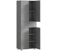 HOMCOM Storage Cabinet, Kitchen Cupboard with 3 Adjustable Shelves, 60L x 35W x 170H cm, High Gloss Grey