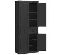 HOMCOM Freestanding Kitchen Storage Cabinet Drawers Cupboards Shelves in Black HOMCOM Black