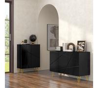 HOMCOM Freestanding Storage Cabinet with Adjustable Shelves for Living Room - Black
