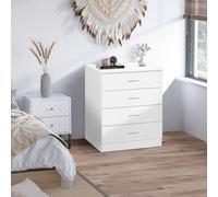 HOMCOM Storage Cabinet Vertical Drawer Chest of 4 w/ Metal Rails Anti-Tip - White - 4
