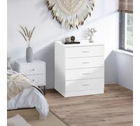 HOMCOM Storage Cabinet Vertical Drawer Chest of 4 w/ Metal Rails Anti-Tip
