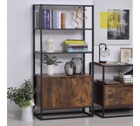 HOMCOM Storage Cabinet with 3 Open Shelves Cupboard Tall Organizer in Brown HOMCOM Brown