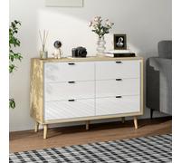 Homcom Storage Cabinet With 6 Drawers And 5 Legs, High Gloss White