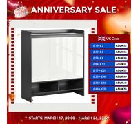 HOMCOM Storage Cabinet with High Gloss White Doors for 19 Pairs of Shoes grey