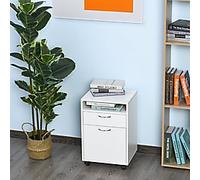 Homcom Storage Cabinet with metal handles and 4 Wheels, White