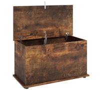 HOMCOM Storage Chest, 102L Blanket Box, Shoe Bench Safety Hinged Lid, Bed End Bench for Bedroom, 80 x 40 x 45cm, Rustic Brown
