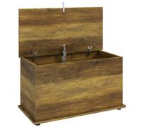 HOMCOM Storage Chest with Safety Hinged Lid, 102L Storage Box, Brown