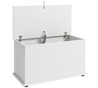 HOMCOM Storage Chest with Safety Hinged Lid, 102L Storage Box, White, White