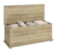 HOMCOM Storage Chest 114L Blanket Box 100 x 40 x 40cm Grey Wood Effect | Shoe Bench with Safety Hinged Lid, Storage Trunk, Bed End Bench, for Bedroom, Hallway, Living Room, Playroom