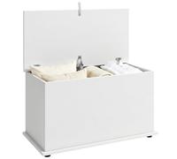 HOMCOM Storage Chest Large 102L Blanket Box 80 x 40 x 45cm, White | Shoe Bench with Safety Hinged Lid, Storage Trunk, Bed End Bench, Bedroom, Hallway, Living Room, Playroom
