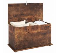 HOMCOM Storage Chest, Large 102L Blanket Box, Shoe Bench with Safety Hinged Lid, Storage Trunk, Bed End Bench for Bedroom, Hallway, Living room, Playroom, 80 x 40 x 45cm, Rustic Brown