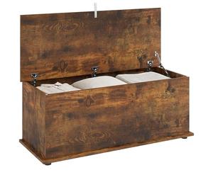 HOMCOM Storage Chest, Large 113L Blanket Box, Shoe Bench with Safety Hinged Lid, Storage Trunk, Bed End Bench for Bedroom, Hallway, Living room, Playroom, 100 x 40 x 40cm, Rustic Brown