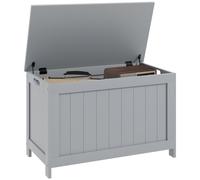 Homcom Storage Chest, Modern Storage Trunk With 2 Safety Hinges And Cut-Out Handles, Wooden Toy Box For Living Room, Entryway, 76 X 40 X 48 Cm In White White One Size