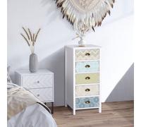 HOMCOM Storage Chest Unit 5 Drawer Retro Style Bedroom Desktop Wood Entryway in White HOMCOM White