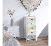 Storage Chest Unit 5 Drawer Retro Style Bedroom Desktop Wood Entryway HOMCOM White One Size