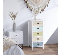 Homcom Storage Chest Unit Dresser 5 Drawer Retro Style Wood White Entryway