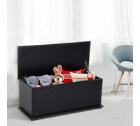 HOMCOM Ottoman Storage Box Chest With Hinged Lid Black, Black