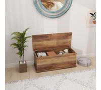 HOMCOM 113L Storage Chest, Storage Box with Flip-Top Lid and 2 Safety Hinges, Storage Trunk for Living Room, Entryway, 100 x 40 x 40 cm, Brown Wood Grain