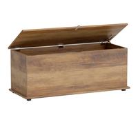 HOMCOM Storage Chest With Lid, 113L Storage Box, Brown Wood Grain