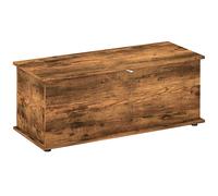 HOMCOM 113L Storage Chest with Flip-Top Lid and Safety Hinges - Rustic Brown, Brown