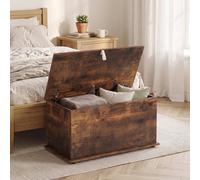 Homcom Storage Chest With Safety Hinged Lid, 102L Storage Box, Rustic Brown