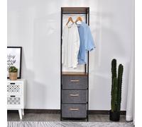 HOMCOM Storage Coat Rack Hallway Bedroom Organiser Shelves w/ Hanger, 3 Drawer