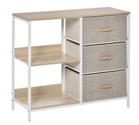 HOMCOM Storage Dresser with 3 Fabric Drawers & 2 Display Shelves, Chest of Drawers for Living Room, Bedroom, Hallway, Beige Aosom UK