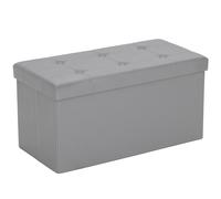 HOMCOM Storage Ottoman Bench, 89L PU Leather Folding Foot Rest Stool, End of Bed Bench, Easy Assembly, for Living Room, Bedroom, Entryway, Grey