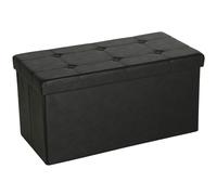 HOMCOM Storage Ottoman Bench, 89L PU Leather Folding Foot Rest Stool, End of Bed Bench, Easy Assembly, for Living Room, Bedroom, Entryway, Black