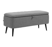 HOMCOM Storage Ottoman Linen Fabric Bench With Flip Top, Grey, Grey
