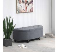 Homcom Storage Ottoman Bench Tufted Upholstered Footrest Stool W/ Wood Legs In Dark Grey Dark Grey One Size
